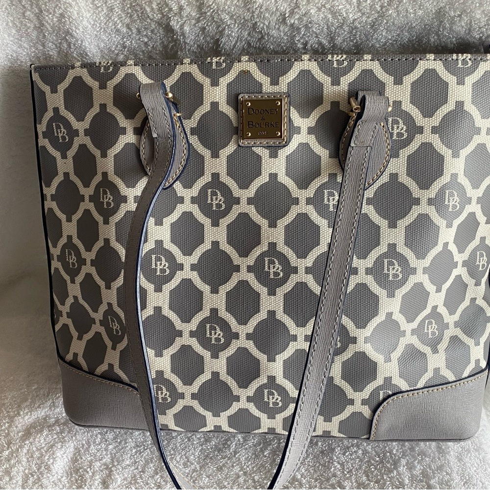 Dooney & Bourke Gray and Cream Patterned Tote